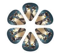 Guitar Picks 6 Pack Stylish Animal Penguin Print Guitar Pick Holder Personalized Guitar Picks for Acoustic Guitars Violin Ukulele Bass