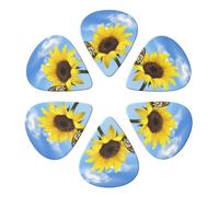 Guitar Picks 6 Pack Sunflower Butterfly Bule Sky Print Guitar Pick Holder Personalized Guitar Picks for Acoustic Guitars Violin Ukulele Bass