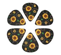 Guitar Picks 6 Pack Sunflower Flower Print Guitar Pick Holder Personalized Guitar Picks for Acoustic Guitars Violin Ukulele Bass