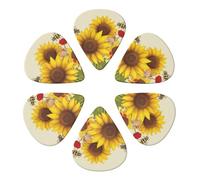 Guitar Picks 6 Pack Sunflowers Daisy Print Guitar Pick Holder Personalized Guitar Picks for Acoustic Guitars Violin Ukulele Bass