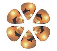 Guitar Picks 6 Pack Sunset Dolphin Print Guitar Pick Holder Personalized Guitar Picks for Acoustic Guitars Violin Ukulele Bass