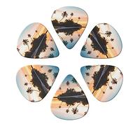 Guitar Picks 6 Pack Tropical Sunset Print Guitar Pick Holder Personalized Guitar Picks for Acoustic Guitars Violin Ukulele Bass