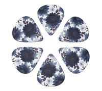 Guitar Picks 6 Pack Watercolor Dark Blue Pattern Print Guitar Pick Holder Personalized Guitar Picks for Acoustic Guitars Violin Ukulele Bass