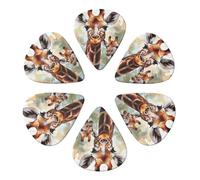 Guitar Picks 6 Pack Watercolor Deer Giraffe Print Guitar Pick Holder Personalized Guitar Picks for Acoustic Guitars Violin Ukulele Bass