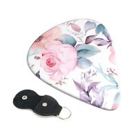 Guitar Picks 6 Pack Watercolor Floral Pattern Print Personalized Guitar Picks with Organizer Storage Box Guitar Plectrum Guitar Accessories for Bass Electric Ukulele Guitar Players