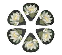 Guitar Picks 6 Pack White Lotus Flower Print Guitar Pick Holder Personalized Guitar Picks for Acoustic Guitars Violin Ukulele Bass