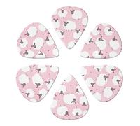 Guitar Picks 6 Pack White sheep on pink background Print Guitar Pick Holder Personalized Guitar Picks for Acoustic Guitars Violin Ukulele Bass