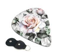 Guitar Picks 6 Pack White Watercolor Floral Rose Print Personalized Guitar Picks with Organizer Storage Box Guitar Plectrum Guitar Accessories for Bass Electric Ukulele Guitar Players