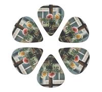 Guitar Picks 6 Pack Window Flower Print Guitar Pick Holder Personalized Guitar Picks for Acoustic Guitars Violin Ukulele Bass