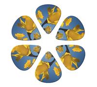 Guitar Picks 6 Pack Yellow Daffodil Print Guitar Pick Holder Personalized Guitar Picks for Acoustic Guitars Violin Ukulele Bass
