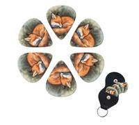 Guitar Picks 6 Pcs 3 Different Thickness Guitar Pick With Storage Box A Sleeping Fox Guitar Picks Acoustic Guitar Plectrums for Bass Electric Ukulele