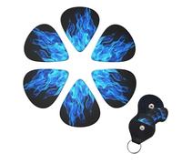 Guitar Picks 6 Pcs 3 Different Thickness Guitar Pick With Storage Box Blue Flame Guitar Picks Acoustic Guitar Plectrums for Bass Electric Ukulele