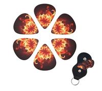 Guitar Picks 6 Pcs 3 Different Thickness Guitar Pick With Storage Box Flaming Fire Flowers Guitar Picks Acoustic Guitar Plectrums for Bass Electric Ukulele