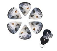 Guitar Picks 6 Pcs 3 Different Thickness Guitar Pick With Storage Box Snowy Owl Eyes Guitar Picks Acoustic Guitar Plectrums for Bass Electric Ukulele