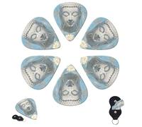 Guitar Picks 6 Pcs 3 Different Thickness Personalized Guitar Plectrums with Storage Box Abstract Buddha Guitar Picks Medium Thin Guitar Accessories (0.46mm, 0.71mm, 0.96mm)