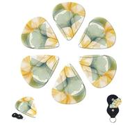 Guitar Picks 6 Pcs 3 Different Thickness Personalized Guitar Plectrums with Storage Box Abstract Leaves Guitar Picks Medium Thin Guitar Accessories (0.46mm, 0.71mm, 0.96mm)