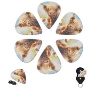 Guitar Picks 6 Pcs 3 Different Thickness Personalized Guitar Plectrums with Storage Box Acocifi Highland Cow Guitar Picks Medium Thin Guitar Accessories (0.46mm, 0.71mm, 0.96mm)
