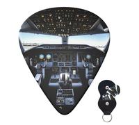 Guitar Picks 6 Pcs 3 Different Thickness Personalized Guitar Plectrums With Storage Box Airplane Cockpit Guitar Picks Medium Thin Guitar Accessories (0.46mm, 0.71mm, 0.96mm)