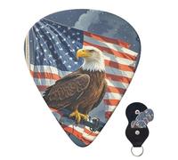 Guitar Picks 6 Pcs 3 Different Thickness Personalized Guitar Plectrums With Storage Box America Flag And Eagle Guitar Picks Medium Thin Guitar Accessories (0.46mm, 0.71mm, 0.96mm)