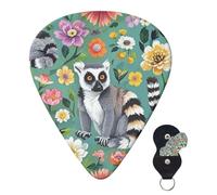Guitar Picks 6 Pcs 3 Different Thickness Personalized Guitar Plectrums With Storage Box Animals Lemur Flowers Pattern Guitar Picks Medium Thin Guitar Accessories (0.46mm, 0.71mm, 0.96mm)