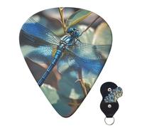 Guitar Picks 6 Pcs 3 Different Thickness Personalized Guitar Plectrums With Storage Box Art Blue Dragonfly Guitar Picks Medium Thin Guitar Accessories (0.46mm, 0.71mm, 0.96mm)