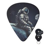 Guitar Picks 6 Pcs 3 Different Thickness Personalized Guitar Plectrums With Storage Box Astronaut Space Guitar Picks Medium Thin Guitar Accessories (0.46mm, 0.71mm, 0.96mm)
