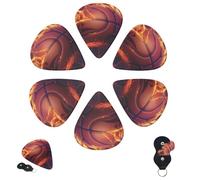 Guitar Picks 6 Pcs 3 Different Thickness Personalized Guitar Plectrums with Storage Box Basketball 3D Printed Sports Guitar Picks Medium Thin Guitar Accessories (0.46mm, 0.71mm, 0.96mm)