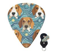 Guitar Picks 6 Pcs 3 Different Thickness Personalized Guitar Plectrums With Storage Box Beagle Patterns Guitar Picks Medium Thin Guitar Accessories (0.46mm, 0.71mm, 0.96mm)