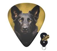 Guitar Picks 6 Pcs 3 Different Thickness Personalized Guitar Plectrums With Storage Box Black German Shepherd Dog Guitar Picks Medium Thin Guitar Accessories (0.46mm, 0.71mm, 0.96mm)