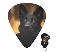 Guitar Picks 6 Pcs 3 Different Thickness Personalized Guitar Plectrums With Storage Box Black German Shepherd Dog Guitar Picks Medium Thin Guitar Accessories (0.46mm, 0.71mm, 0.96mm)