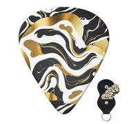 Guitar Picks 6 Pcs 3 Different Thickness Personalized Guitar Plectrums With Storage Box Black White Gold Foil Marble Guitar Picks Medium Thin Guitar Accessories (0.46mm, 0.71mm, 0.96mm)