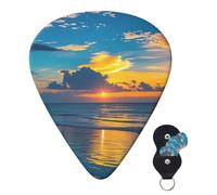 Guitar Picks 6 Pcs 3 Different Thickness Personalized Guitar Plectrums With Storage Box Blue Dusk Gold Sunset Guitar Picks Medium Thin Guitar Accessories (0.46mm, 0.71mm, 0.96mm)