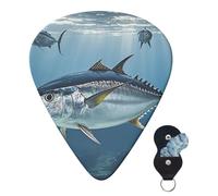Guitar Picks 6 Pcs 3 Different Thickness Personalized Guitar Plectrums With Storage Box Bluefin Tuna Thunnus Guitar Picks Medium Thin Guitar Accessories (0.46mm, 0.71mm, 0.96mm)