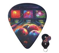 Guitar Picks 6 Pcs 3 Different Thickness Personalized Guitar Plectrums With Storage Box Bowling Balls Guitar Picks Medium Thin Guitar Accessories (0.46mm, 0.71mm, 0.96mm)