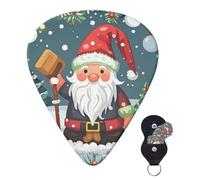 Guitar Picks 6 Pcs 3 Different Thickness Personalized Guitar Plectrums With Storage Box Christmas Traditional Gnome Guitar Picks Medium Thin Guitar Accessories (0.46mm, 0.71mm, 0.96mm)