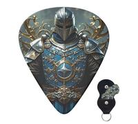Guitar Picks 6 Pcs 3 Different Thickness Personalized Guitar Plectrums With Storage Box Coat Arms Knight Guitar Picks Medium Thin Guitar Accessories (0.46mm, 0.71mm, 0.96mm)