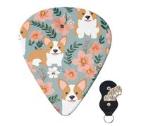 Guitar Picks 6 Pcs 3 Different Thickness Personalized Guitar Plectrums With Storage Box Corgi Floral Flowers Spring Garden Guitar Picks Medium Thin Guitar Accessories (0.46mm, 0.71mm, 0.96mm)