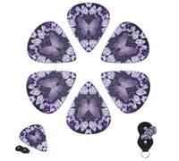 Guitar Picks 6 Pcs 3 Different Thickness Personalized Guitar Plectrums with Storage Box Crystal Butterfly Guitar Picks Medium Thin Guitar Accessories (0.46mm, 0.71mm, 0.96mm)