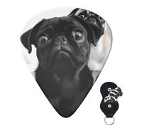 Guitar Picks 6 Pcs 3 Different Thickness Personalized Guitar Plectrums With Storage Box Cute Black Pug Dog Guitar Picks Medium Thin Guitar Accessories (0.46mm, 0.71mm, 0.96mm)