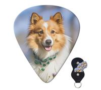 Guitar Picks 6 Pcs 3 Different Thickness Personalized Guitar Plectrums With Storage Box Cute Shetland Dog Guitar Picks Medium Thin Guitar Accessories (0.46mm, 0.71mm, 0.96mm)