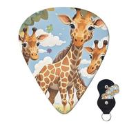 Guitar Picks 6 Pcs 3 Different Thickness Personalized Guitar Plectrums With Storage Box Cute Wild Cartoon Giraffes Guitar Picks Medium Thin Guitar Accessories (0.46mm, 0.71mm, 0.96mm)