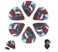 Guitar Picks 6 Pcs 3 Different Thickness Personalized Guitar Plectrums with Storage Box Deadpool Guitar Picks Medium Thin Guitar Accessories (0.46mm, 0.71mm, 0.96mm)