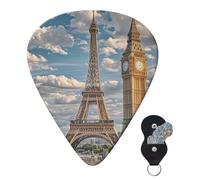 Guitar Picks 6 Pcs 3 Different Thickness Personalized Guitar Plectrums With Storage Box Eiffel Tower London Guitar Picks Medium Thin Guitar Accessories (0.46mm, 0.71mm, 0.96mm)