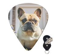 Guitar Picks 6 Pcs 3 Different Thickness Personalized Guitar Plectrums With Storage Box French Bulldog Dog Cute Guitar Picks Medium Thin Guitar Accessories (0.46mm, 0.71mm, 0.96mm)