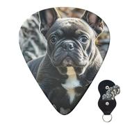 Guitar Picks 6 Pcs 3 Different Thickness Personalized Guitar Plectrums With Storage Box French Bulldog Puppies Guitar Picks Medium Thin Guitar Accessories (0.46mm, 0.71mm, 0.96mm)