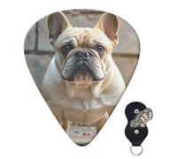 Guitar Picks 6 Pcs 3 Different Thickness Personalized Guitar Plectrums With Storage Box French Bulldog Guitar Picks Medium Thin Guitar Accessories (0.46mm, 0.71mm, 0.96mm)