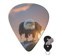 Guitar Picks 6 Pcs 3 Different Thickness Personalized Guitar Plectrums With Storage Box Golden Sunset Bald Eagle Guitar Picks Medium Thin Guitar Accessories (0.46mm, 0.71mm, 0.96mm)