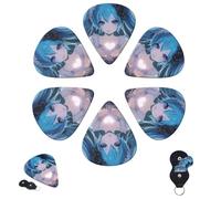 Guitar Picks 6 Pcs 3 Different Thickness Personalized Guitar Plectrums with Storage Box Hatsune Digital Miku Guitar Picks Medium Thin Guitar Accessories (0.46mm, 0.71mm, 0.96mm)