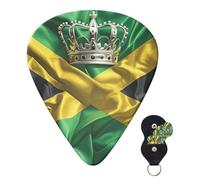Guitar Picks 6 Pcs 3 Different Thickness Personalized Guitar Plectrums With Storage Box Jamaica Flag Guitar Picks Medium Thin Guitar Accessories (0.46mm, 0.71mm, 0.96mm)