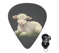 Guitar Picks 6 Pcs 3 Different Thickness Personalized Guitar Plectrums With Storage Box Lamb In The Grass Guitar Picks Medium Thin Guitar Accessories (0.46mm, 0.71mm, 0.96mm)